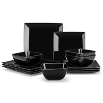 Black Silverware Set, Glassware Set Black, Black Square Dinnerware Set, Black Dinnerware Set, Black Plates Square, Crockery Set, Black Dinnerware, Square Dinnerware Set, China Dinnerware Sets