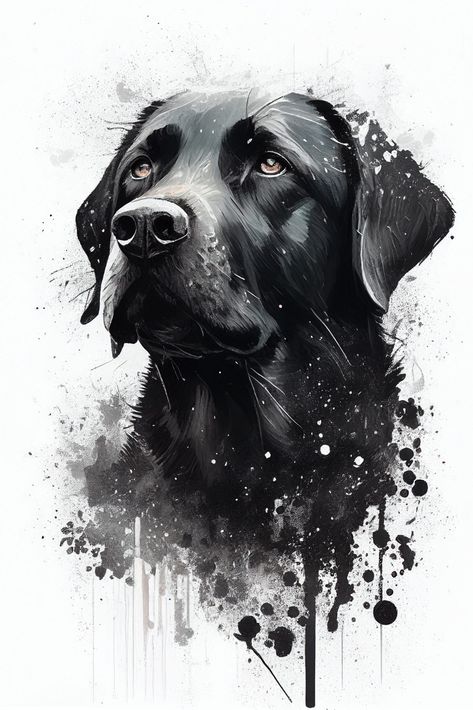 Black Lab Dog Portrait Canvas Art Black Lab Dog, Labrador Retriever Art, Labrador Noir, Dog Watercolor Painting, Black Labs Dogs, Autumn Animals, Dog Portraits Art, Watercolor Dog Portrait, Lab Dog