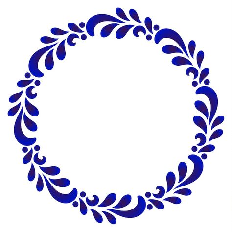 Blue Pottery Designs, Talavera Pattern, Idee Cricut, Frame Floral, Folk Art Flowers, Floral Border Design, Frame Vector, Soyut Sanat Tabloları, Decorative Frame