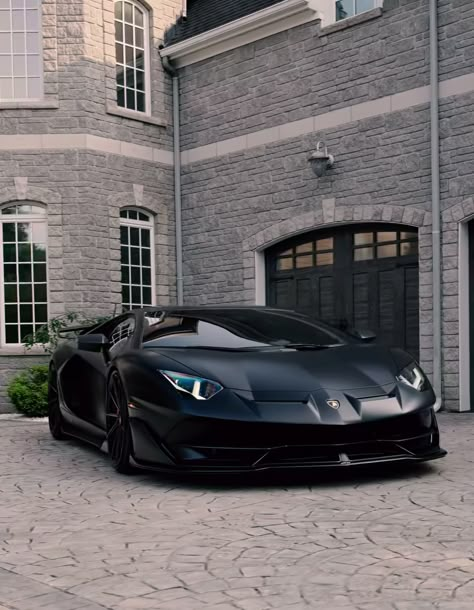 only Lamborghini lovers Matte Black Lamborghini Aventador, All Black Lamborghini, Black Aventador, Matte Black Lamborghini, Lamborghini Aesthetic, Lamborghini Black, Prom Car, Black Lamborghini, A Luxury House