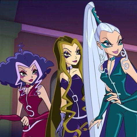 Iconic Trios Female, Winx Cosplay, Miami Bachelorette, Trio Halloween Costumes, Klub Winx, Female Villains, Club Aesthetic, Clubbing Aesthetic, Old Cartoons