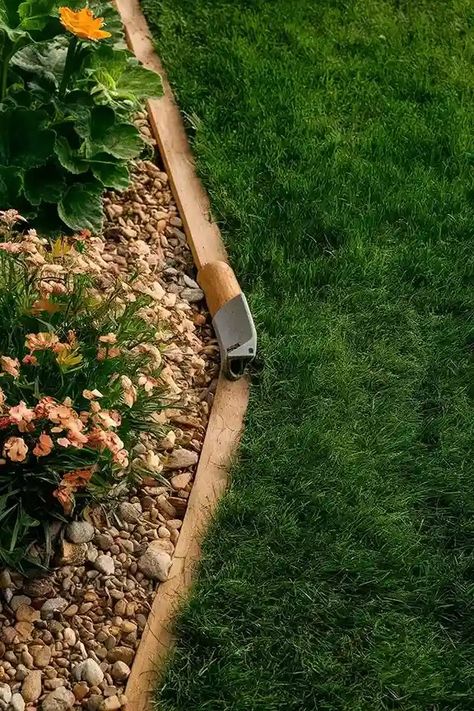 31 Lawn Edging Ideas to Keep Your Plantings Tidy 58 Landscape Edging Ideas Cheap, Wood Lawn Edging, Landscaping Edging Ideas, Clean Landscaping, Backyard Updates, Lawn Edging Ideas, Green Wood Stain, Edging Landscape, Garden Lawn Edging