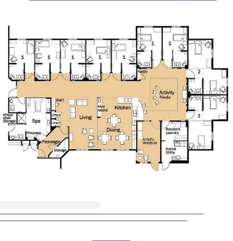 Home For The Elderly Floor Plan, Rec Center Floor Plan, Nursing Home Architecture Plan, Residential Assisted Living Floor Plans, Elderly Care Center Architecture, Restoration House, Senior Living Facilities, Assisted Living Facility, Sims 4 House Building