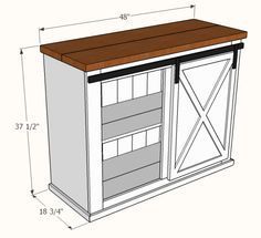 48 inch Sliding Door Console plans » Famous Artisan Barn Door Tv Console, Barn Door Sliders, Barn Door Console, Wood Dog Crate, Diy Sliding Door, Rack Tv, Entertainment Console, Wood Ideas, Door Furniture