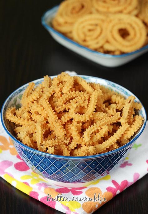 Butter murukku recipe or benne chakli - light, crunchy, delicious, buttery festive snack made with butter, rice flour & other basic ingredients. Murukku Recipe, Mauritian Food, Diwali Snacks, Millet Recipes, Tandoori Masala, Easy Butter, Diwali Food, Popular Snacks, Dry Snacks