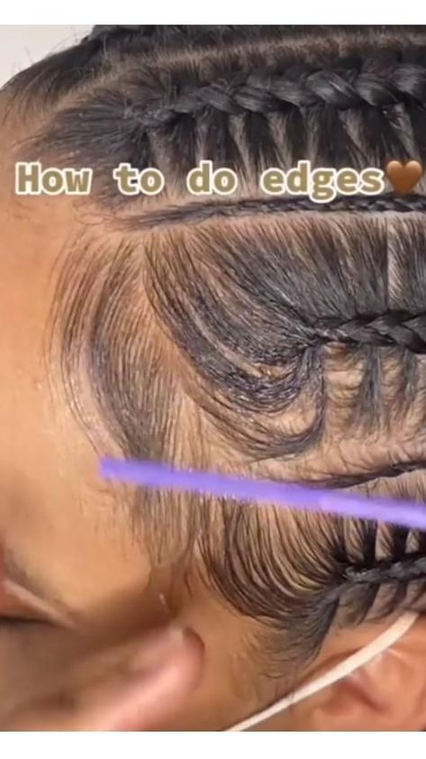 How to do edges | Hair ponytail styles, Edges hair, Curly hair videos Natural Braided Protective Hairstyles, How Do You Do Edges On Hair, Swoop Edges With Braids, Simple Braids For School Black Hair, Cute Easy Cornrow Hairstyles, Edges Hairstyles With Braids, How To Do Edges On Braids, Braids With Baby Hair Edges, How To Do Swoop Edges