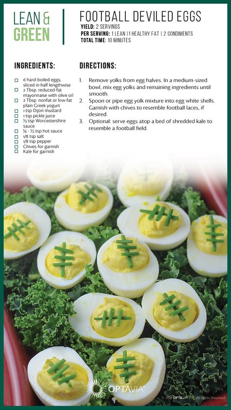 Optivia 5 And 1 Recipes, Lean And Green Meals Optavia, Lean And Green, Lean And Green Meals, Deviled Eggs, Football, Writing, Green, American Football