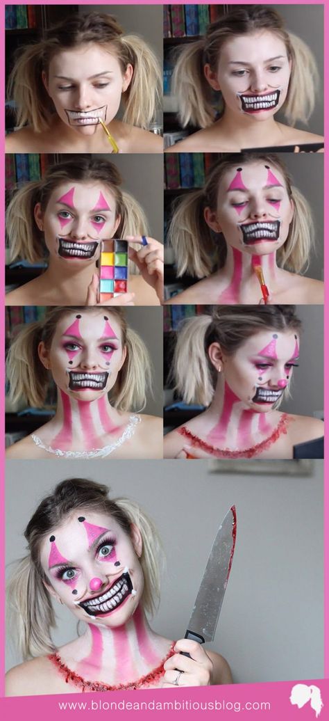 Kids Scary Clown Makeup, Haunted Playground, Horror Clown Makeup, Killer Clown Makeup, Glam Clown, Haunted House Makeup, Haunt Makeup, Clown Makeup Tutorial, Creepy Clown Makeup