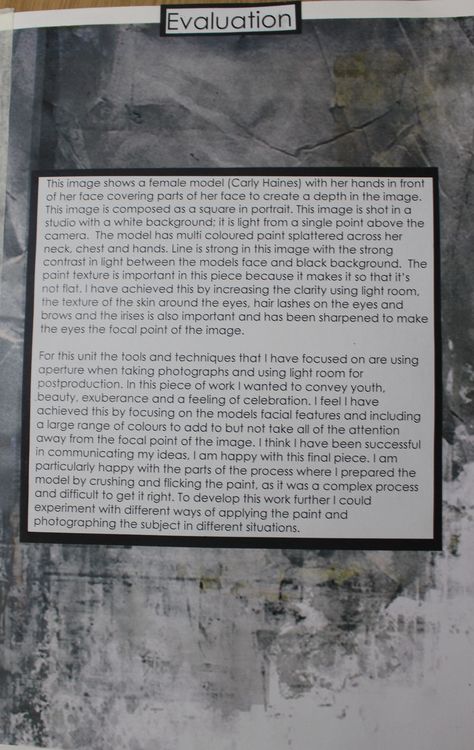 Page 8 - Evaluation. Textiles Evaluation Page, Evaluation Art Gcse, Art Evaluation Page, A Level Art Final Piece, Photography Gcse, Art Presentation, Gcse Photography, Photography Sketchbook, Dissertation Writing Services