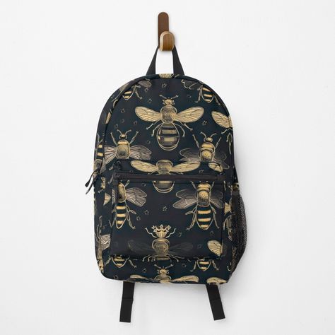 Get my art printed on awesome products. Support me at Redbubble #RBandME: https://www.redbubble.com/i/backpack/Queen-Bee-Seamless-Pattern-by-tanjoe/143164747.K1KHE?asc=u Bee Pattern, Pattern Backpack, Graphic Projects, Black Seamless, Patterned Backpack, Queen Bee, Queen Bees, Seamless Pattern, Seamless Patterns