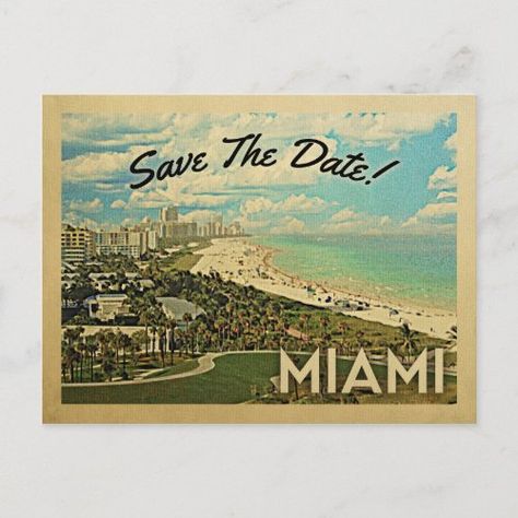 Miami Save The Date Florida City Coast Announcement Postcard #zazzle #weddinginvitations #birthdayinvitations #babyshowerinvitations #zazzleinvitations #monogram #businesscards #graduation #homedecor Miami Save The Date, Save The Date Vintage, Florida Destinations, Destin Florida Wedding, Florida City, Invitation Calligraphy, Floral Bridal Shower Invitations, Save The Date Postcards, Wedding Beach