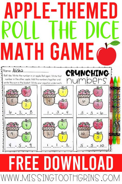 Apple Math Games, Math Apple Activities, Apple Science Experiments, Apple Stamping, Ideas For Learning, Apple Day, Learning Kindergarten, Apple Math, Missing Tooth