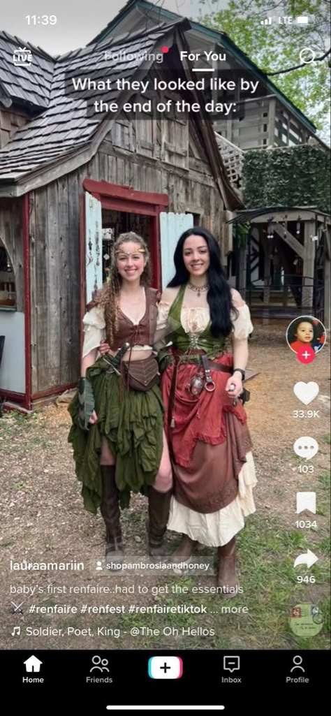 Viking Ren Faire Outfit, Ren Faire Outfits Warrior, Ren Faire Elven Costume, Diy Renfest Costume, Best Ren Faire Costumes, Ren Faire Skirt Diy, Ren Faire Herbalist, Cool Ren Faire Outfits, Bar Maid Outfit Ren Faire