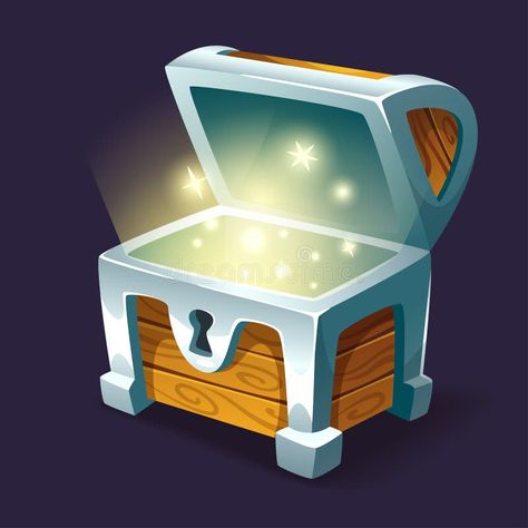 Treasure Chest. Opened antique treasure chest. Vector illustration vector illustration Treasure Box Illustration, Treasure Chest Illustration, Chest Opening, Magic Box, Treasure Boxes, Art Poses, Treasure Chest, Illustration Vector, Facebook Cover