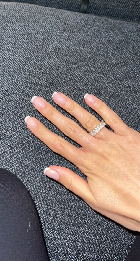 French Tip Nails Natural Nail, Soft French Manicure, Squoval French Tip Nails, Classic French Nails, Evil Eye Nails, Airbrush Nails, French Manicure Nails, Subtle Nails, Simple Gel Nails