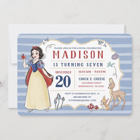 Snow White | Watercolor Birthday Invitation Confetti Invitation, Snow White Birthday, Princess Birthday Invitations, Disney Princess Snow White, Disney Princess Birthday, Watercolor Birthday, White Watercolor, Disney Birthday, Princess Birthday Party