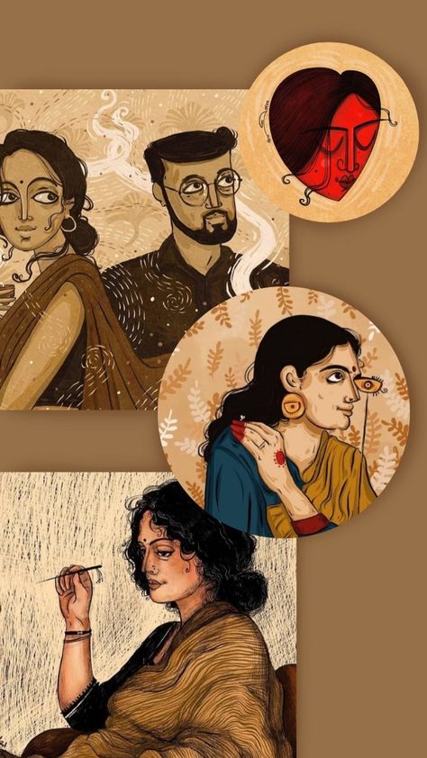 Art @joyeeta.joyart Joyeeta Joy Art, Joyeeta Art, Bengali Art Paintings, Bengali Illustration Art, Bengali Art Culture, Desi Art, Modern Indian Art, Bengali Art, Indian Art Gallery