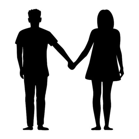 Silhouette man and woman hold hands | Premium Vector #Freepik #vector #body-silhouette #female-figure #woman-shape #woman-figure Man And Woman Silhouette, People Holding Hands, Soldier Silhouette, Motorcycle Wedding, Black And White Wedding Cake, Ballet Posters, Silhouette People, Man Vector, Silhouette Painting