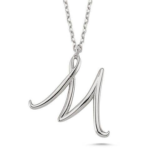 Amorium: Trendy Jewelry that Lasts in Style & Durability Silver M... ($54) ❤ liked on Polyvore featuring jewelry, pendants, silver necklace pendant, initial pendant, rose necklace pendant, gold and silver pendant and letter pendants M Initial Necklace, Rose Gold Initial Necklace, M Initial, Initial Necklace Silver, M Necklace, M Letter, Initial Necklaces, 16 Inch Necklace, Sterling Silver Initial