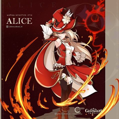 Alice Genshin Impact Fanart, Alice Genshin Impact, Alice Genshin, Red Characters, Honkai Impact 3rd, Honkai Impact, Another World, Fashion Drawing, The Community