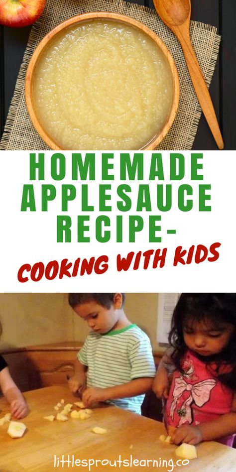 Homemade Applesauce Recipe-Cooking with Kids Applesauce Ideas, Applesauce Recipes, Homemade Applesauce Recipes, Cooking With Toddlers, Preschool Cooking, How To Make Applesauce, Applesauce Recipe, Cooking In The Classroom, Babysitting Activities