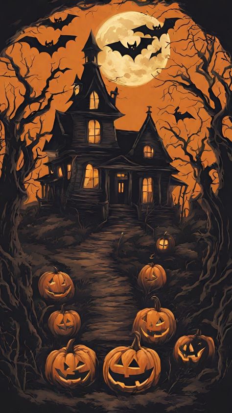 Illustration Clothes, Happy Halloween Pictures, Single Art, Halloween Wallpaper Backgrounds, Advertisement Poster, Creepy Houses, Design Sculpture, Halloween Haunted House, Halloween Coloring Book