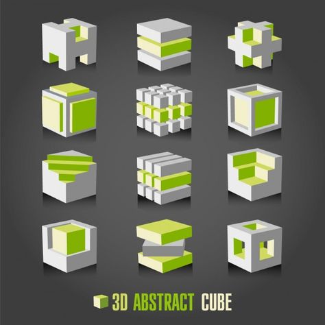 White and green cubes collection Free Vector Cubes Architecture, 3d Geometric Shapes, Concept Models Architecture, Isometric Drawing, 3d Cube, Concept Diagram, 3d Abstract, Architecture Concept Drawings, Architecture Drawing Art