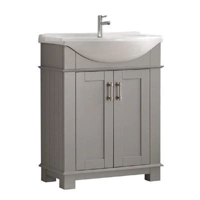 Hudson 30 in. W Traditional Bathroom Vanity in Gray with Ceramic Vanity Top in White with White Basin Under The Sink Storage, Granite Vanity Tops, Traditional Bathroom Vanity, Black And White Tiles, Transitional Bathroom Vanities, Bathroom Vanity Tops, Traditional Bathroom, Single Bathroom, Vanity Cabinet