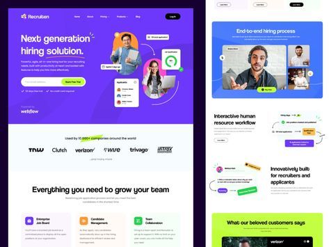 Recruiten - HR Hiring Platform Landing Page by Arvin Aradhana for Morva on Dribbble Hiring Website Design, Web Design Inspiration Layout, App Design Trends, Sauce Packaging, Agency Landing Page, Beautiful Web Design, Minimalist Web Design, Agency Website Design, App Landing Page