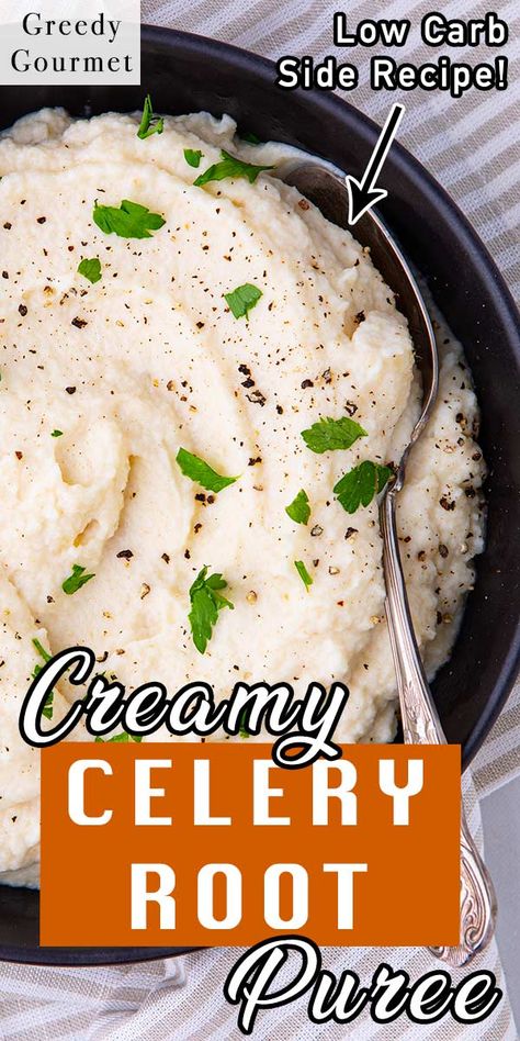 Mashed Celery Root Recipe, Celery Root Puree, Celery Recipes, Celery Root, Brown Spots Removal, Low Carb Sides, Low Carb Side Dishes, Mascarpone Cheese, Tasty Recipe