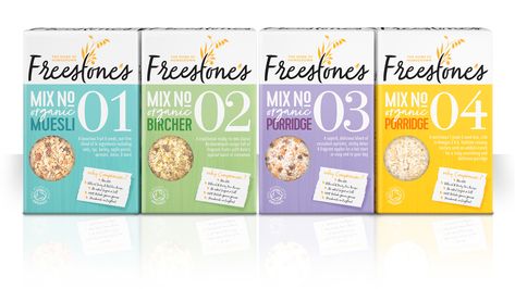 Slice Design - Freestones cereals - Branding & Packaging | Slice Design | Branding and Packaging Design Agency Oatmeal Packaging, Cereal Packaging, Organic Cereal, Cereal Brands, Rice Packaging, Organic Packaging, Baking Packaging, Baby Products Packaging, Packaging Design Trends