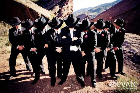 Cowboy Groomsmen, White Tux, Cowgirl Wedding, Cowboy Wedding, Wedding Groomsmen, Denver Wedding, Western Wedding, Fun Wedding Photography, White Hat