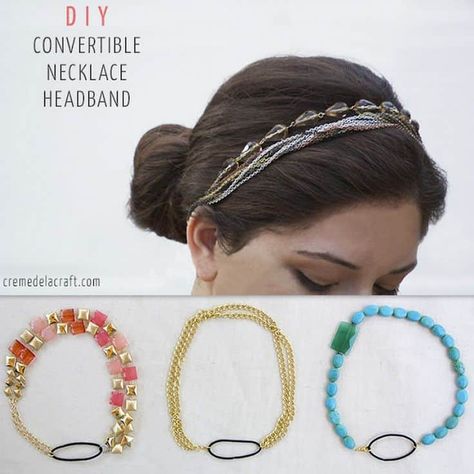 15 Amazing Ways to Repurpose Old and Broken Jewelry Costumes Faciles, Blue Diy, Accessories 2020, Convertible Necklace, Headband Tutorial, Vintage Jewelry Art, Diy Headband, Boho Diy, Upcycled Jewelry