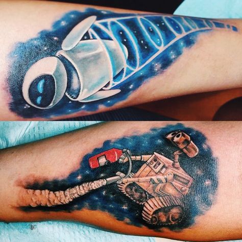 Mine and my boyfriends corny couple tattoo. #walle and #eve. Walle Eva Tattoo, Walle Eve Tattoo, Walle And Eve Tattoos, Wall E And Eve Tattoo, Wall E Tattoo, Tattoo Tinkerbell, Walle And Eve, Eve Tattoo, Walle Y Eva