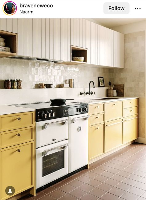 Combined Laundry And Bathroom, Dreamy Kitchens, White Kitchens, Orange Kitchen, Victorian Cottage, White Cabinetry, Yellow Kitchen, Painting Designs, The Design Files