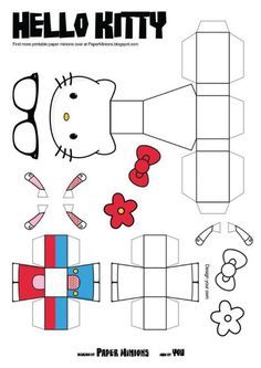 Hello Kitty gift box papercraft Hello Kitty Paper Cutout, Cardboard Crafts Template, Hello Kitty Paper, Tapeta Hello Kitty, Paper Figures, Templat Kotak, 헬로키티 배경화면, Diy Hello Kitty, Colouring Pictures