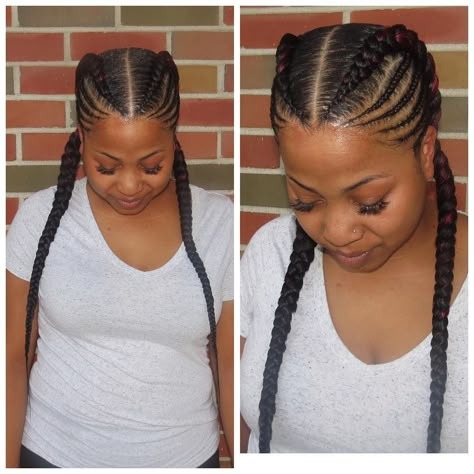 Feed-in cornrows for Miss Ava 70 Hairstyles, Undercut Haircut, 2020 Hairstyles, Feed In Braids Hairstyles, Single Braids, Feed In Braid, Two Braids, Beautiful Braids, Girls Braids