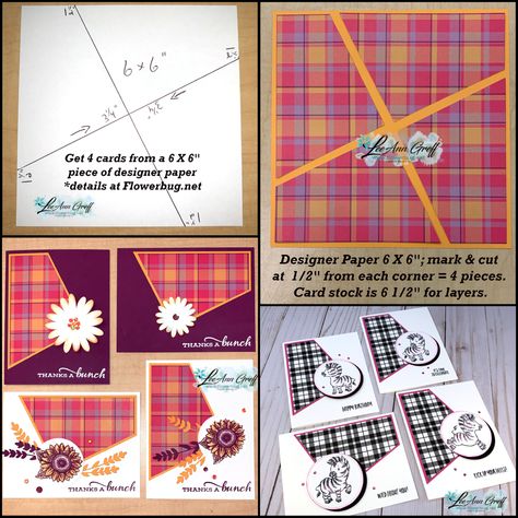 6x6 DSP quadrangle cuts 6x6 Dsp Cards, Card Candy Ideas, Quadrangle Cards, A2 Card Layer Sizes, Quadrilateral Cards, Diagonal Card Layout, Cards Using 1 Inch Squares, 4 In 1 Quadrilateral Cards, 6x6 Paper Pad Cards