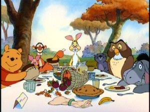 Pooh, Piglet, Tigger, Rabbit, Gopher, Owl, and Eeyore gather around the table for a traditional Thanksgiving feast in "Winnie the Pooh: Seasons of Giving": http://www.dvdizzy.com/pooh-seasonsofgiving.html Movie Challenge, Winnie The Pooh Drawing, Disney Thanksgiving, Winnie The Pooh And Friends, Winnie The Pooh Pictures, Pooh And Friends, Winnie The Pooh Christmas, Cute Winnie The Pooh, Winnie The Pooh Quotes