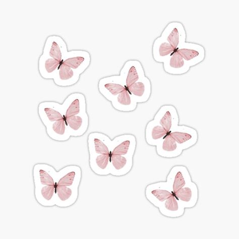 Pink Butterfly Stickers Aesthetic, Aesthetic Pink Designs For Journals, Butterflies For Printing, Cute Stickers Printable Design, Girly Aesthetic Stickers, Aesthetic Butterfly Stickers Printable, Pink Design For Scrapbook, Stickers Aesthetic Butterfly, Pink Border Aesthetic