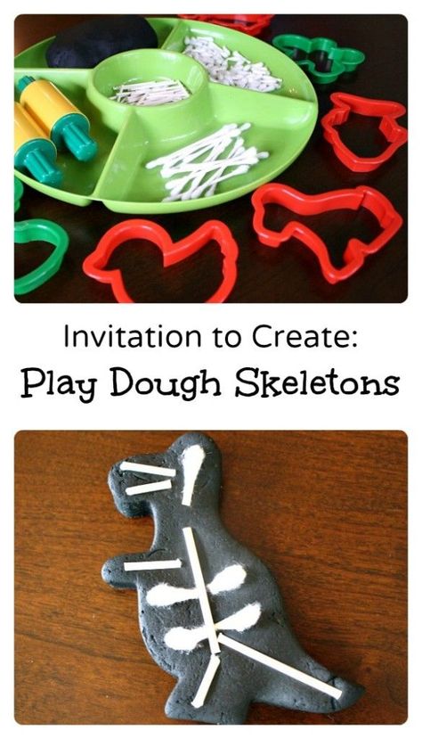 Invitation to Create-Play Dough Skeletons or X-Rays...fun fine motor play for Halloweer or Letter X activities Dinosaurs Preschool, Activity Box, Dinosaur Activities, X Rays, Invitation To Play, Preschool Science, Lesson Planning, Fine Motor Activities, Play Dough