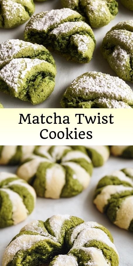 Delightful Matcha Crinkle Cookies with a Citrus Twist Impress your guests with these soft and chewy Matcha Crinkle Cookies that have a refreshing twist of citrus zest. Perfect for any occasion, these cookies have a beautiful crinkly exterior and burst of flavor that will leave you wanting more. #MatchaCrinkleCookies #BakingLove #GreenTeaFlavor #SweetTreats #CookieLovers #HomemadeCookies #CrinkleCookies #MatchaDesserts #BakingWithMatcha Matcha Crinkle Cookies, Twist Cookies, Matcha Dessert, Matcha Cookies, Citrus Twist, Fairy Cakes, Crinkle Cookies, Classic Cookies, Flavored Tea