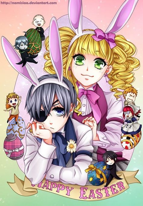 anime, manga, kawai, easter Anime Easter, Ciel Phantomhive Fanart, Anime Events, Cosplay Couple, Black Butler Ciel, Easter Wallpaper, Happy Easter Everyone, Black Butler Kuroshitsuji, Ciel Phantomhive