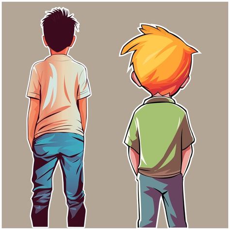 Back view of boys illustration | Premium Vector #Freepik #vector #clipart #sticker #boys #boy Boy Illustration Character, Animated Boy Pics, Character Back View, Side View Drawing, Boy Clipart, Animation Storyboard, Boy Illustration, Character Design Sketches, Cartoon Boy