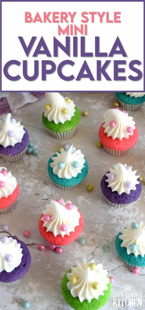 A classic vanilla cupcake recipe, which has been all gussied up for a delightful springtime affair; Bakery Style Mini Vanilla Cupcakes are super easy and fun to make without breaking the bank. #minicupcakes #bakerystyle #vanillacupcakes #birthdaycupcakes Mini Vanilla Cupcakes, Mini Cupcake Recipes, Small Cupcakes, Vanilla Cupcake Recipe, Easy Cupcake Recipes, Sweet Bites, Mini Cupcake, Lemon Cupcakes, Easter Baking