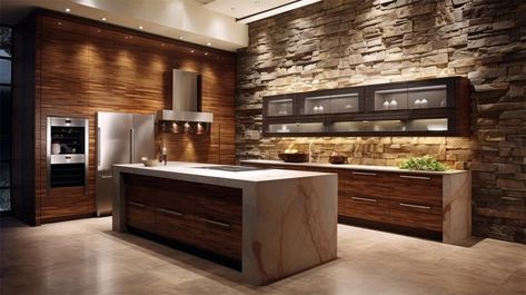 26+ Waterfall Island Kitchen Design Ideas And Tips Modern Oak Kitchen Cabinets, Kitchen Cabinets Contemporary, Contemporary Wood Kitchen, Handleless Kitchen Cabinets, Modern Oak Kitchen, Kitchen Cabinets Design Ideas, Island Kitchen Design, Cabinets Design Ideas, Open Kitchen Cabinets