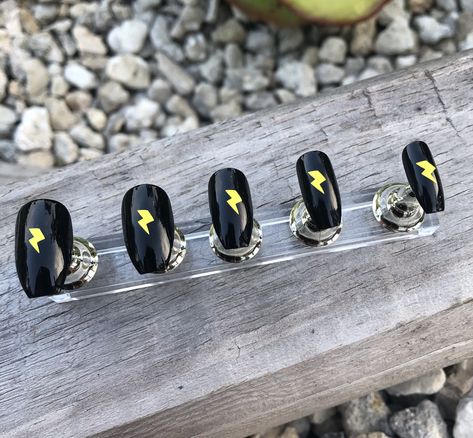 Lightning Nail Art, Lightning Bolt Nails, Lightning Nails, Cloud Decal, Yellow Lightning, Tulip Nails, Bullet Journal Accessories, Cat Nail Art, Order 66