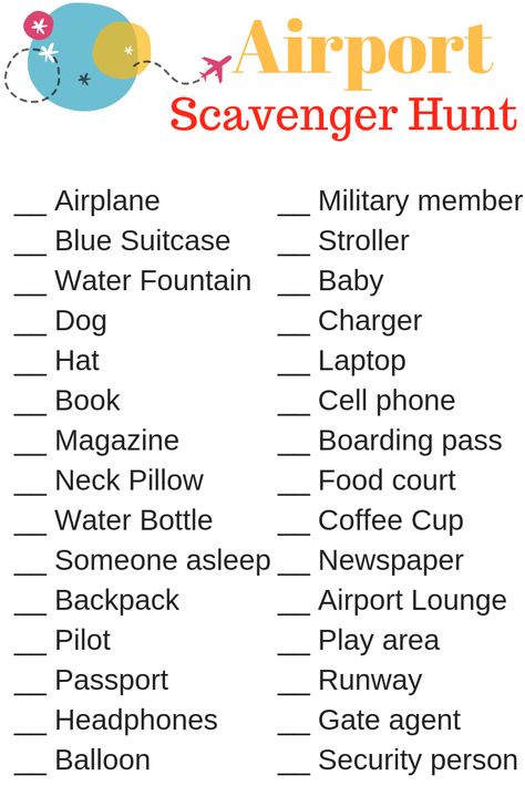 Airport Scavenger Hunt free printable Airport Scavenger Hunt, Salt Lake City Airport, Airplane Activities, Airport Map, San Francisco Airport, American Express Platinum, In The Airport, Plane Ride, Scavenger Hunt For Kids