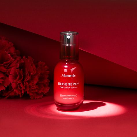 Valentine Product Photography, Red Product Photography, Red Skincare, Retinol Intense, Red Monochromatic, Red Shampoo, Red Perfume, Rose Skincare, Red Energy