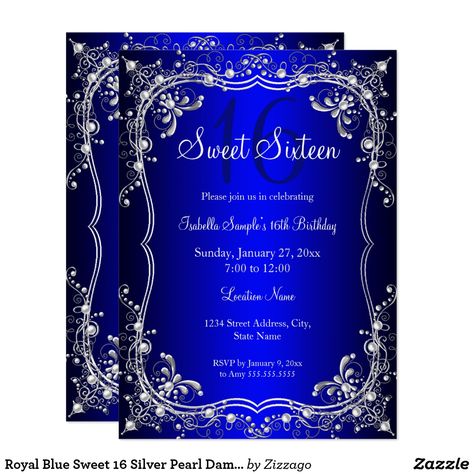 Purple Sweet 16, Blue Sweet 16, Damask Design, 16th Birthday Invitations, Sweet Sixteen Invitations, Invitation Elegant, Sweet 16 Birthday Party, Sweet Sixteen Birthday, 16 Birthday